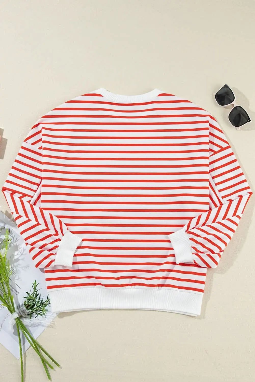Chic orange stripe oversized sweatshirt - Love Salve